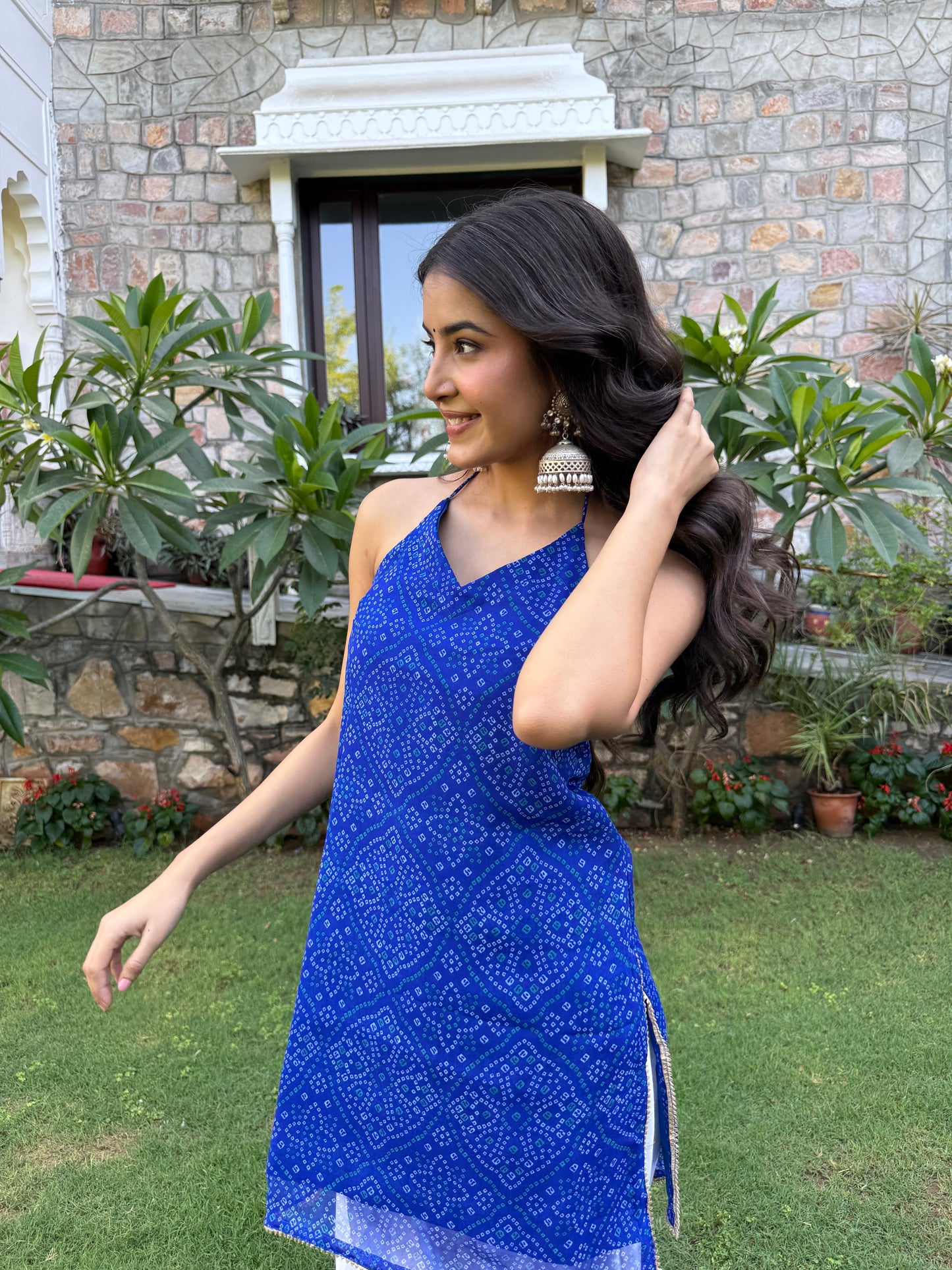 Teena Blue Bandhani Farshi Set