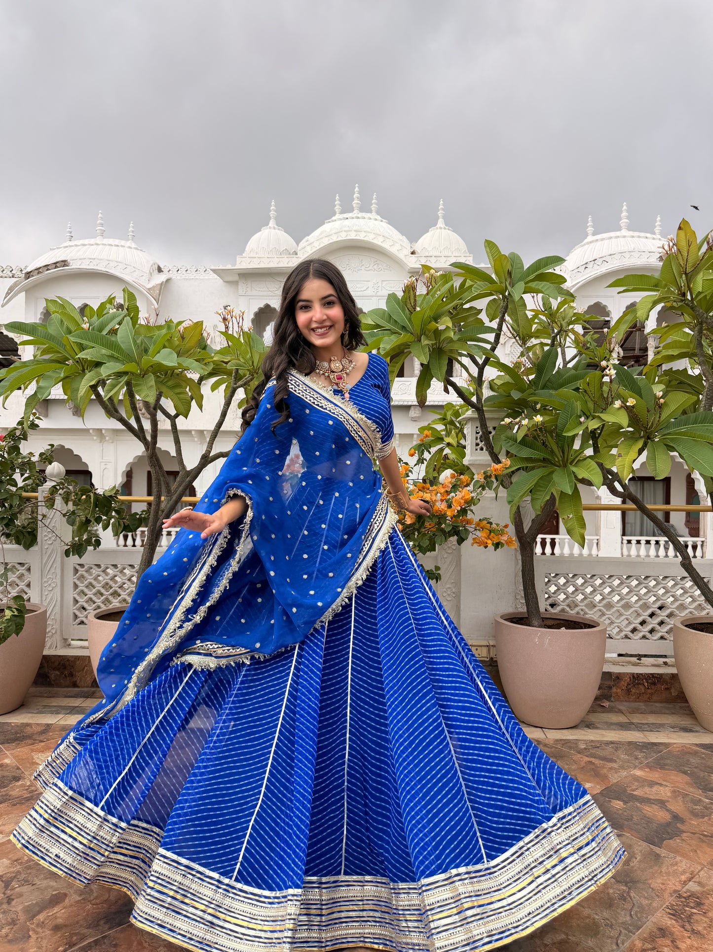Priya Blue Leheriya Lehenga
