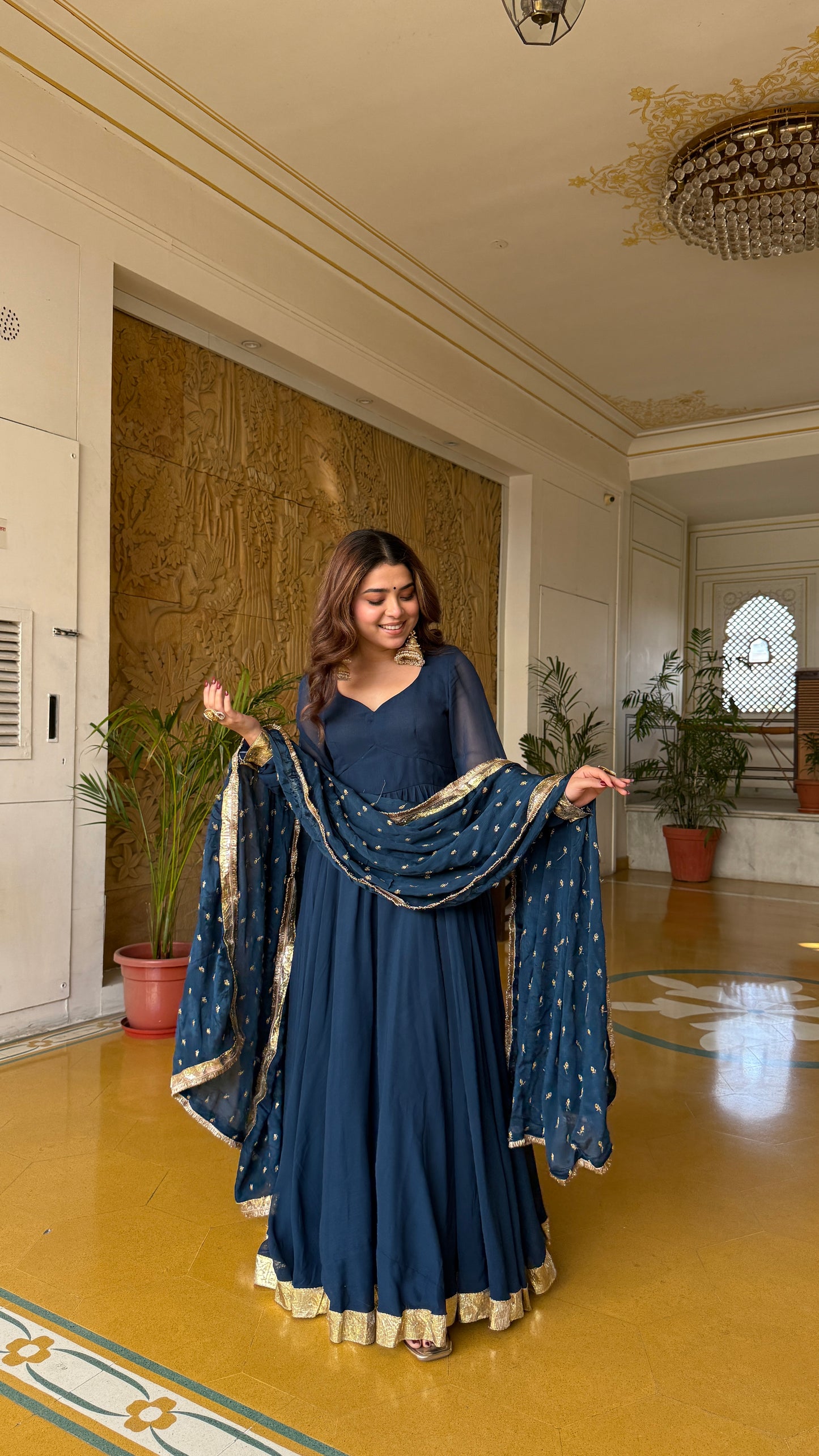 Maskkali Teal Anarkali Gown