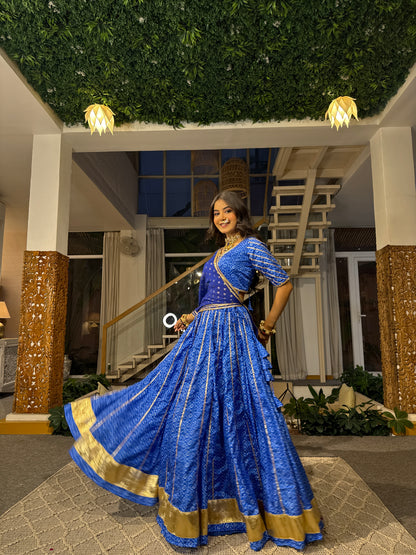 Kamakshi Blue Bandhani Lehenga