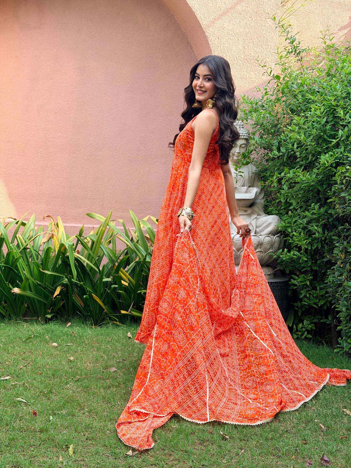 Kesar Bandhani Anarkali Set