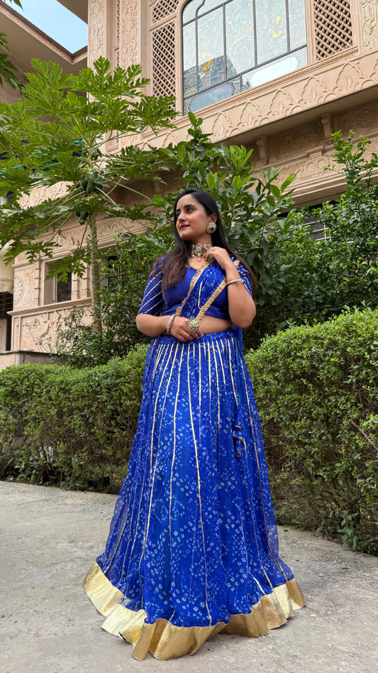 Siddhi Blue Bandhani lehenga