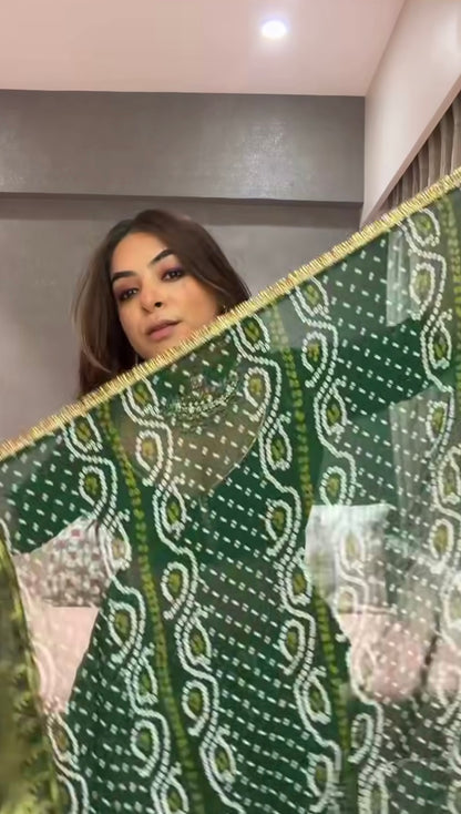 Falguni Emerald Bandhani Lehenga