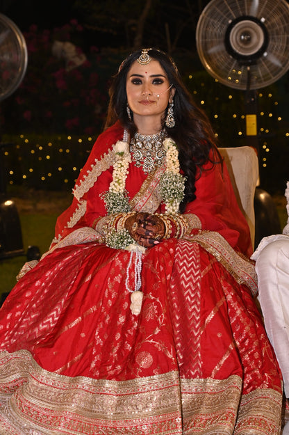 Rukmini Red Banarasi Lehenga (Bridal Lehenga)