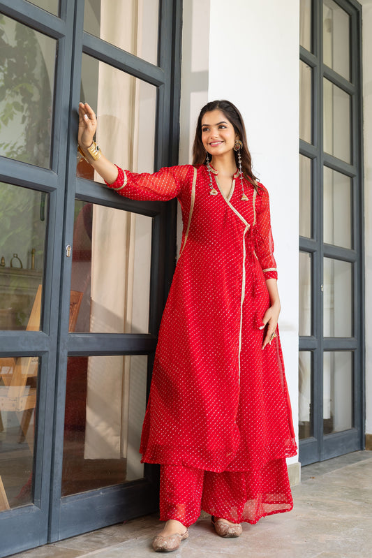 Noor Red Angrakha Set