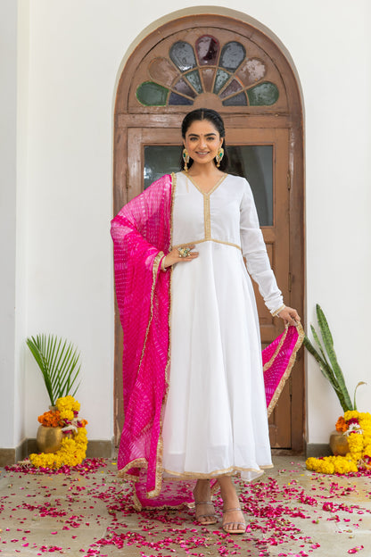 Gulawat White Anarkali Set