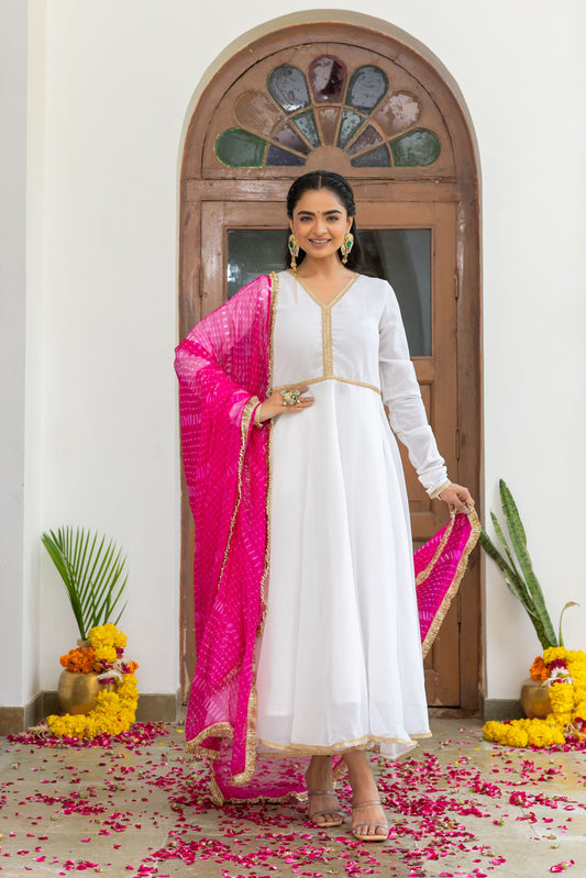 Gulawat White Anarkali Set