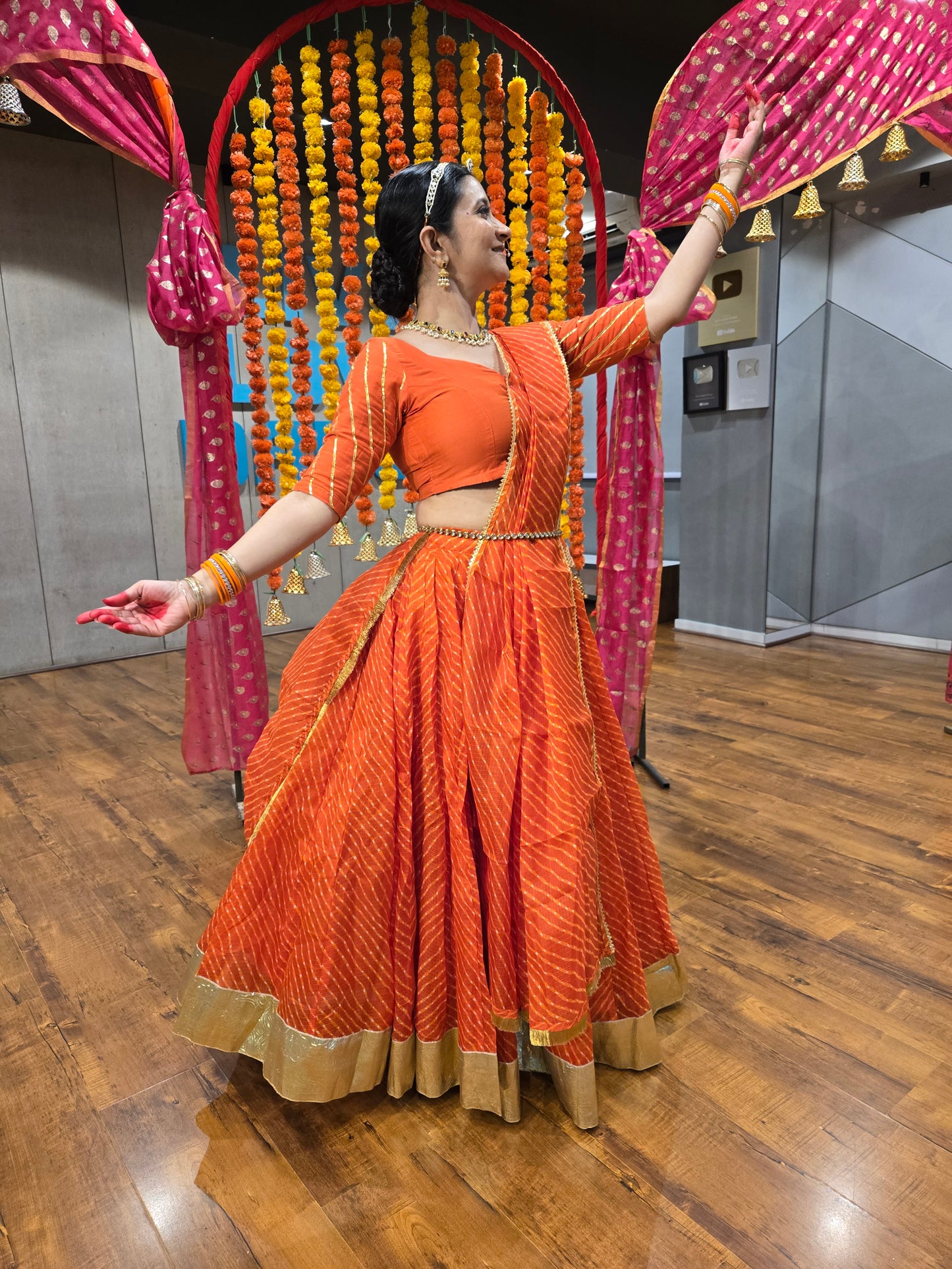 Orange Mothda Lehenga