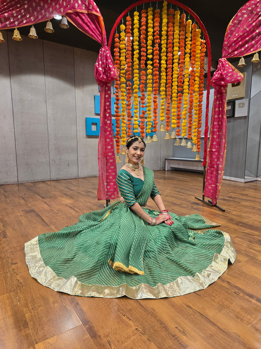 Green Mothda Lehenga