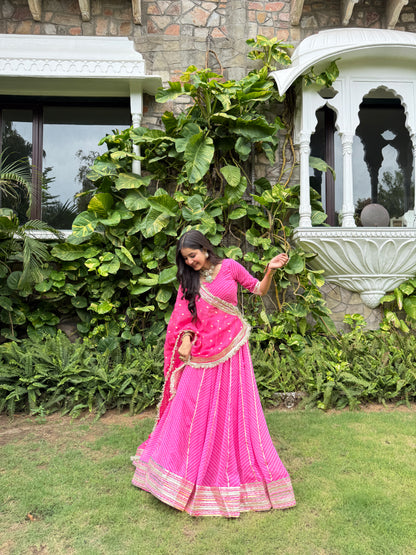 Priya Pink Leheriya Lehenga