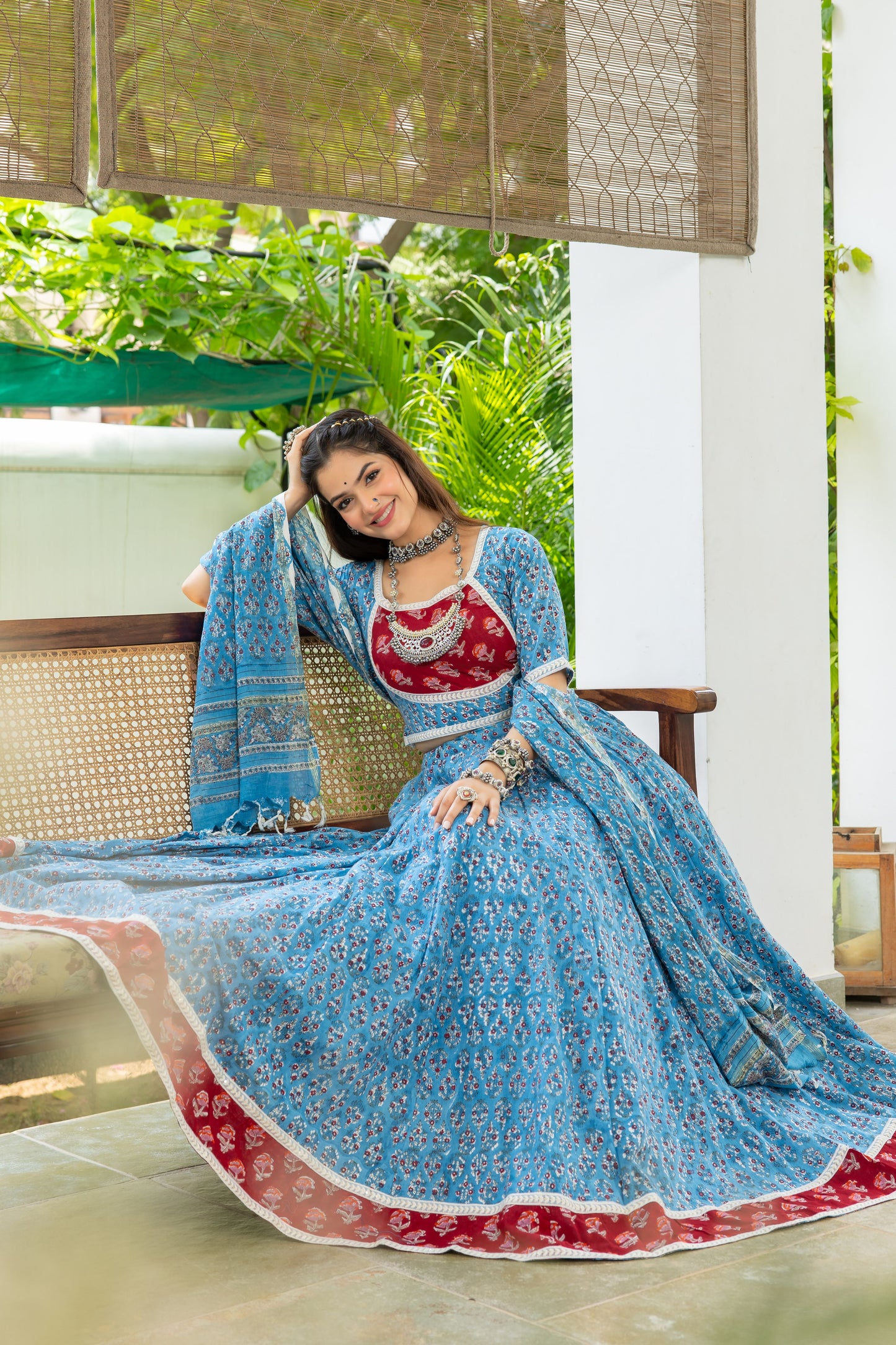 Mihika Handblock Cotton Lehenga
