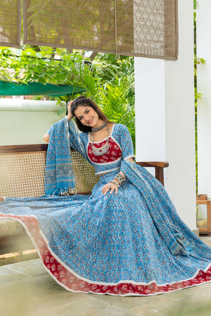 Mihika Handblock Cotton Lehenga