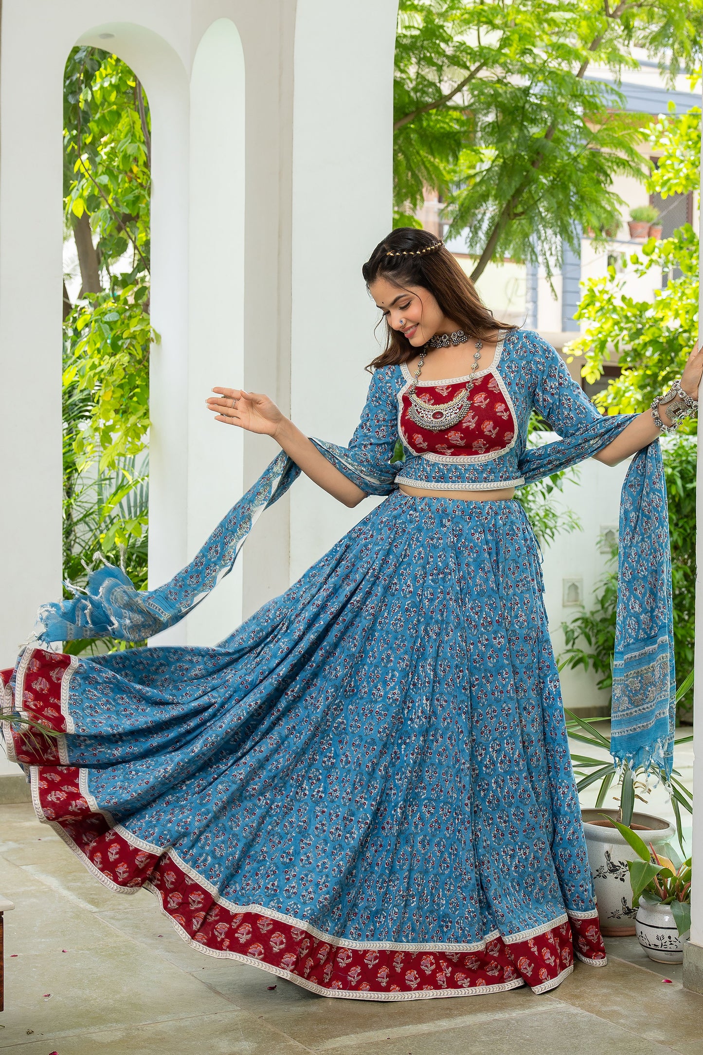 Mihika Handblock Cotton Lehenga