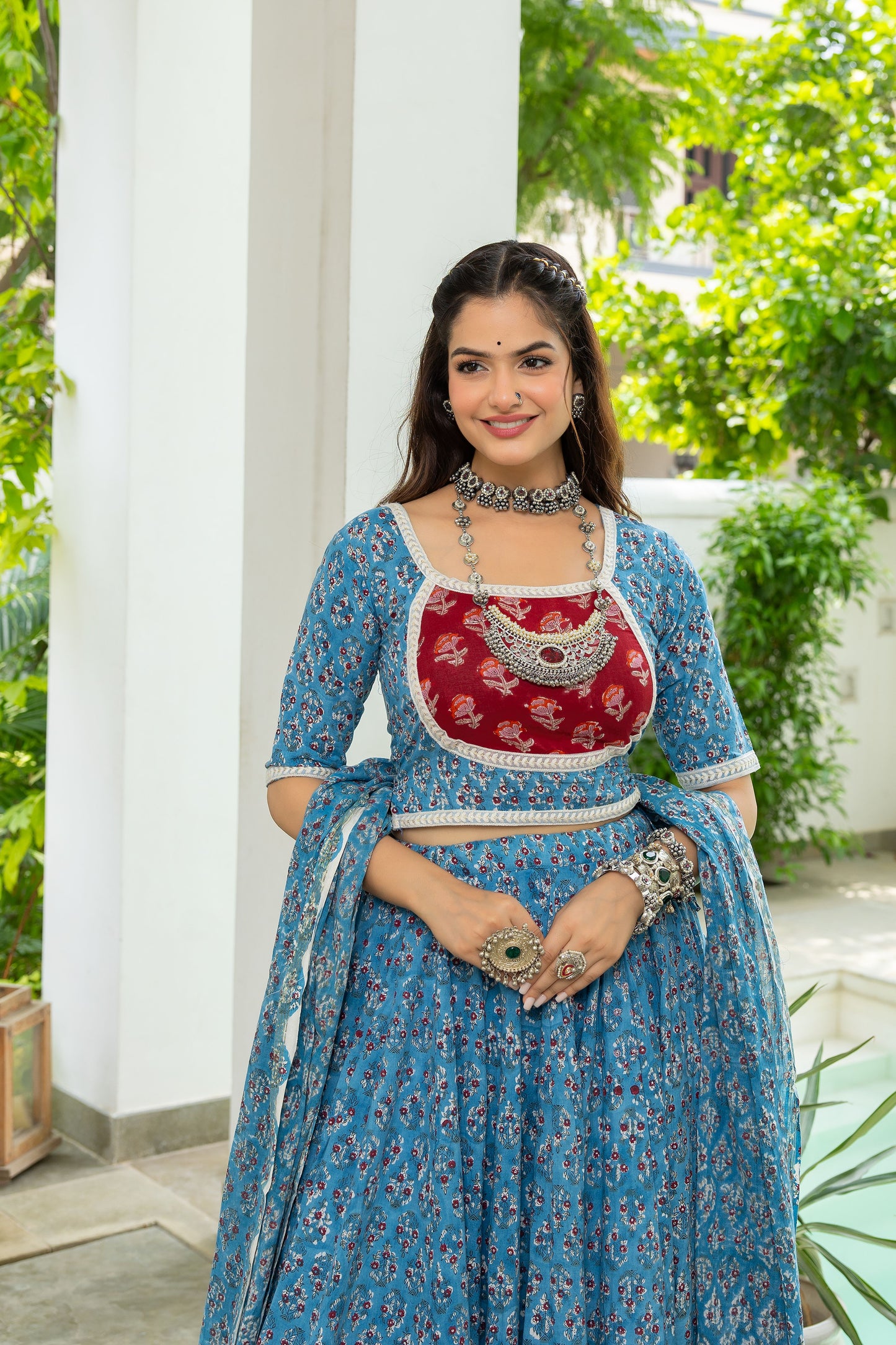 Mihika Handblock Cotton Lehenga