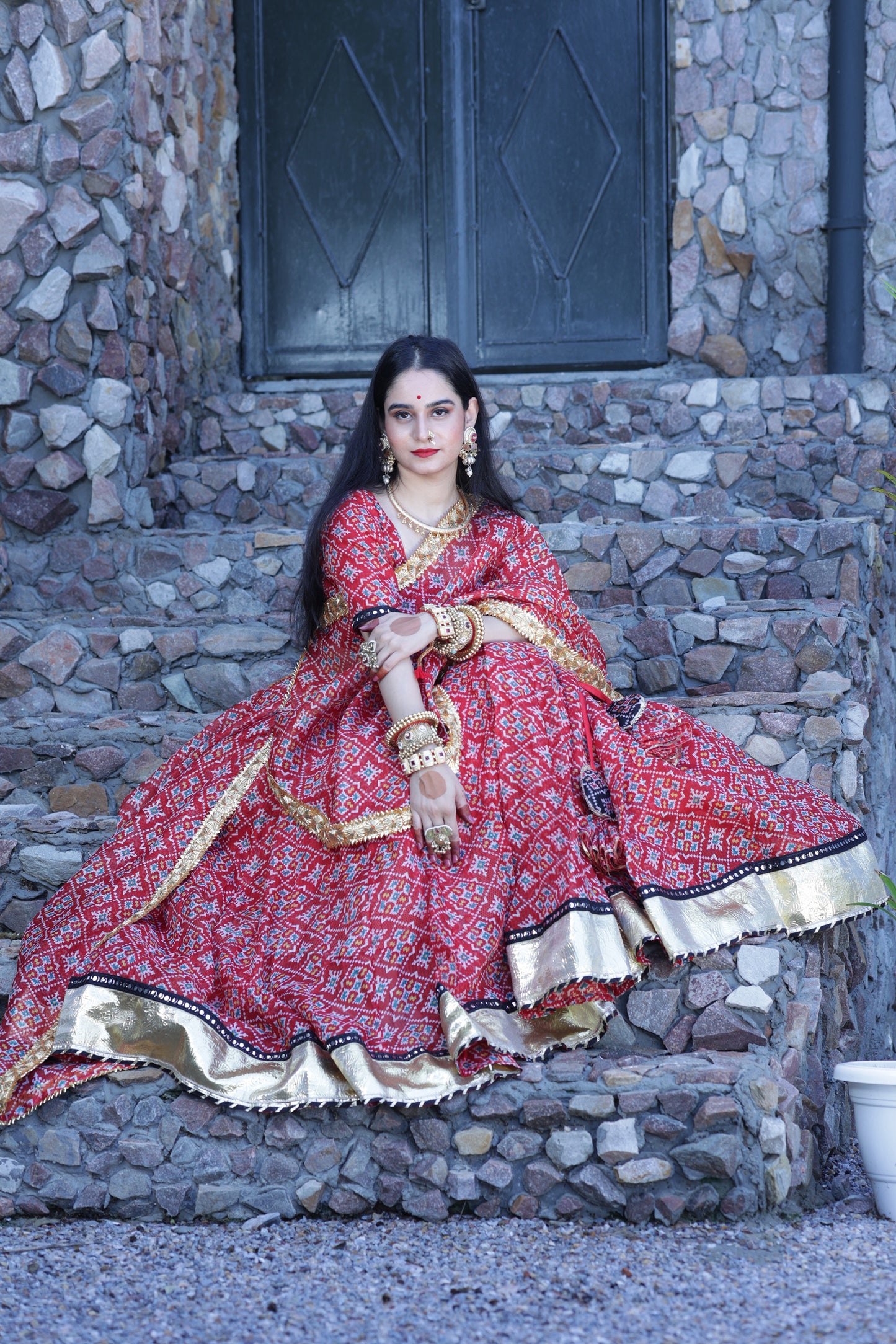 Varshini Red Patola Lehenga