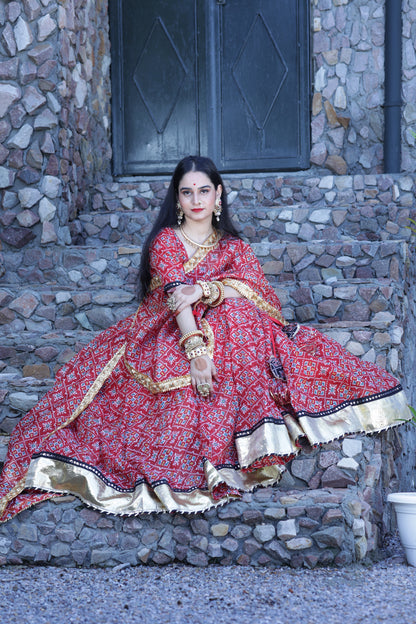 Varshini Red Patola Lehenga