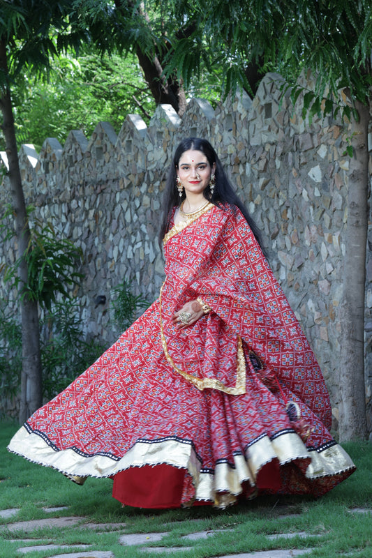 Varshini Red Patola Lehenga