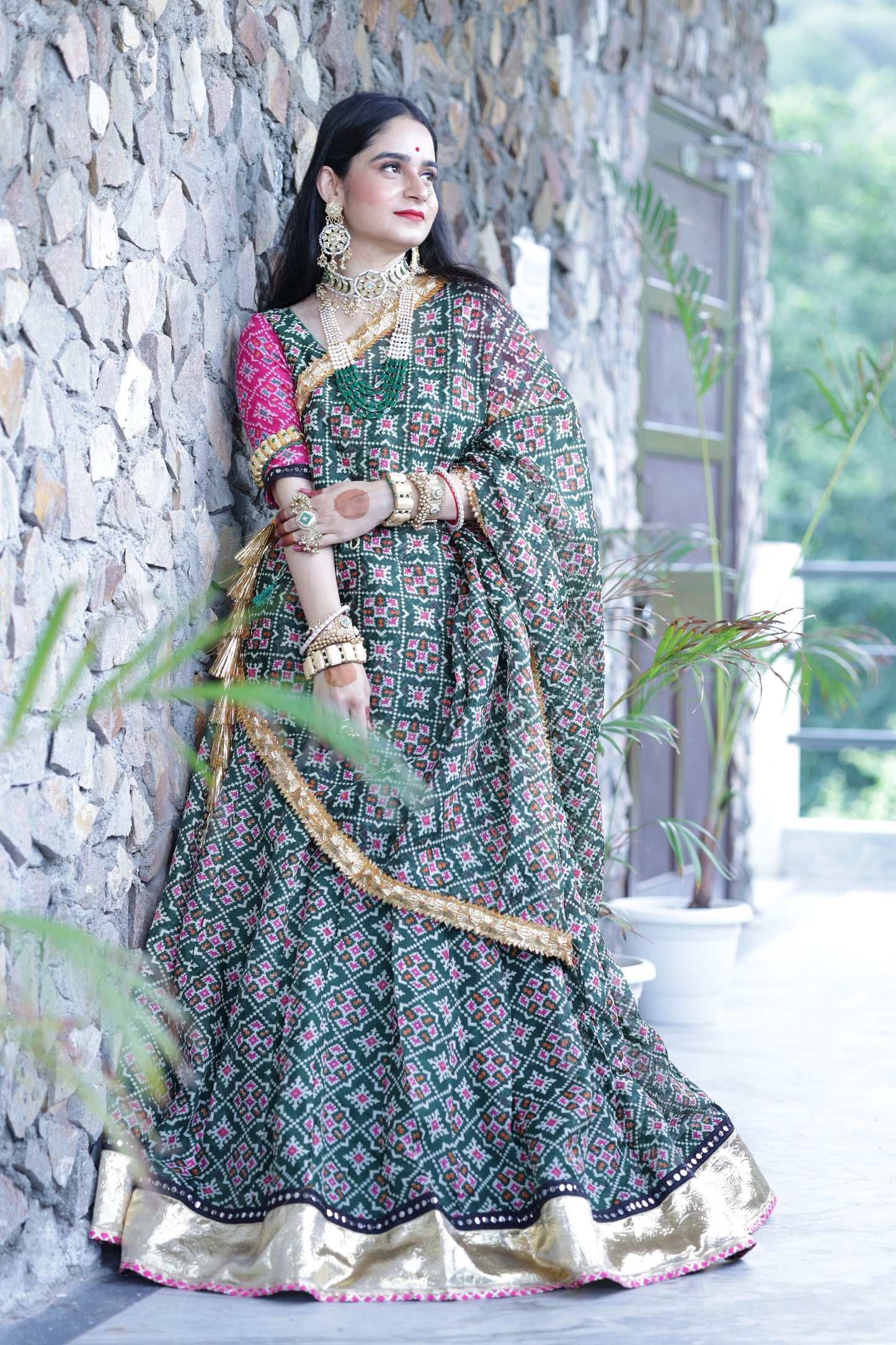 Varshini Green Patola Lehenga