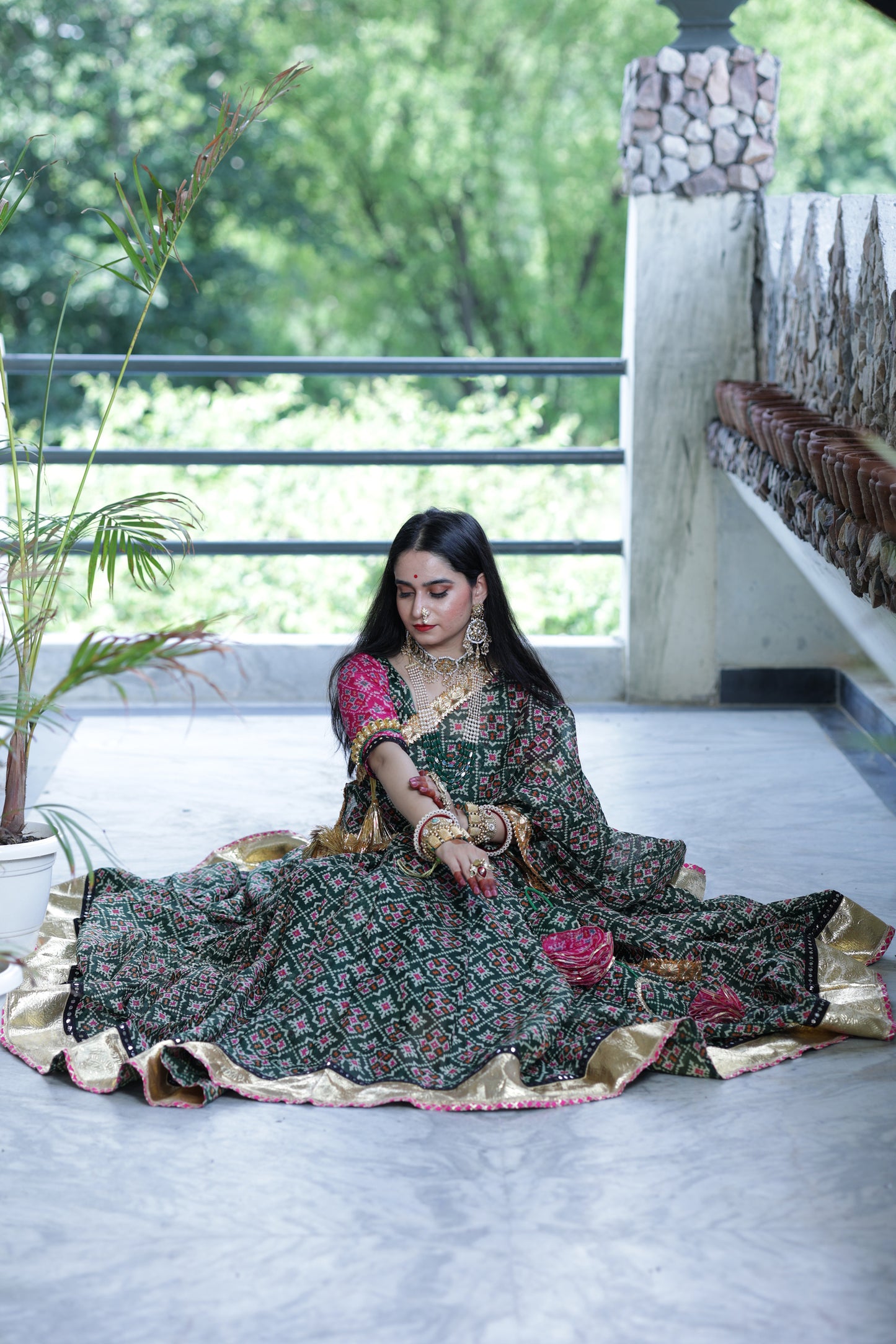 Varshini Green Patola Lehenga