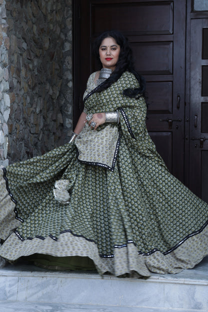 Kadambari Handblock Lehenga