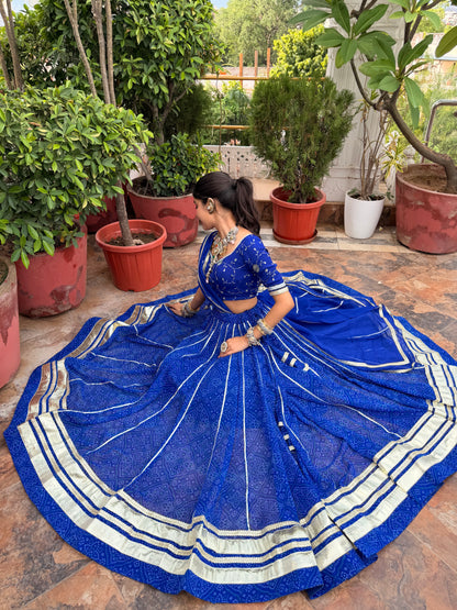 Kiran Blue Bandhani Lehenga