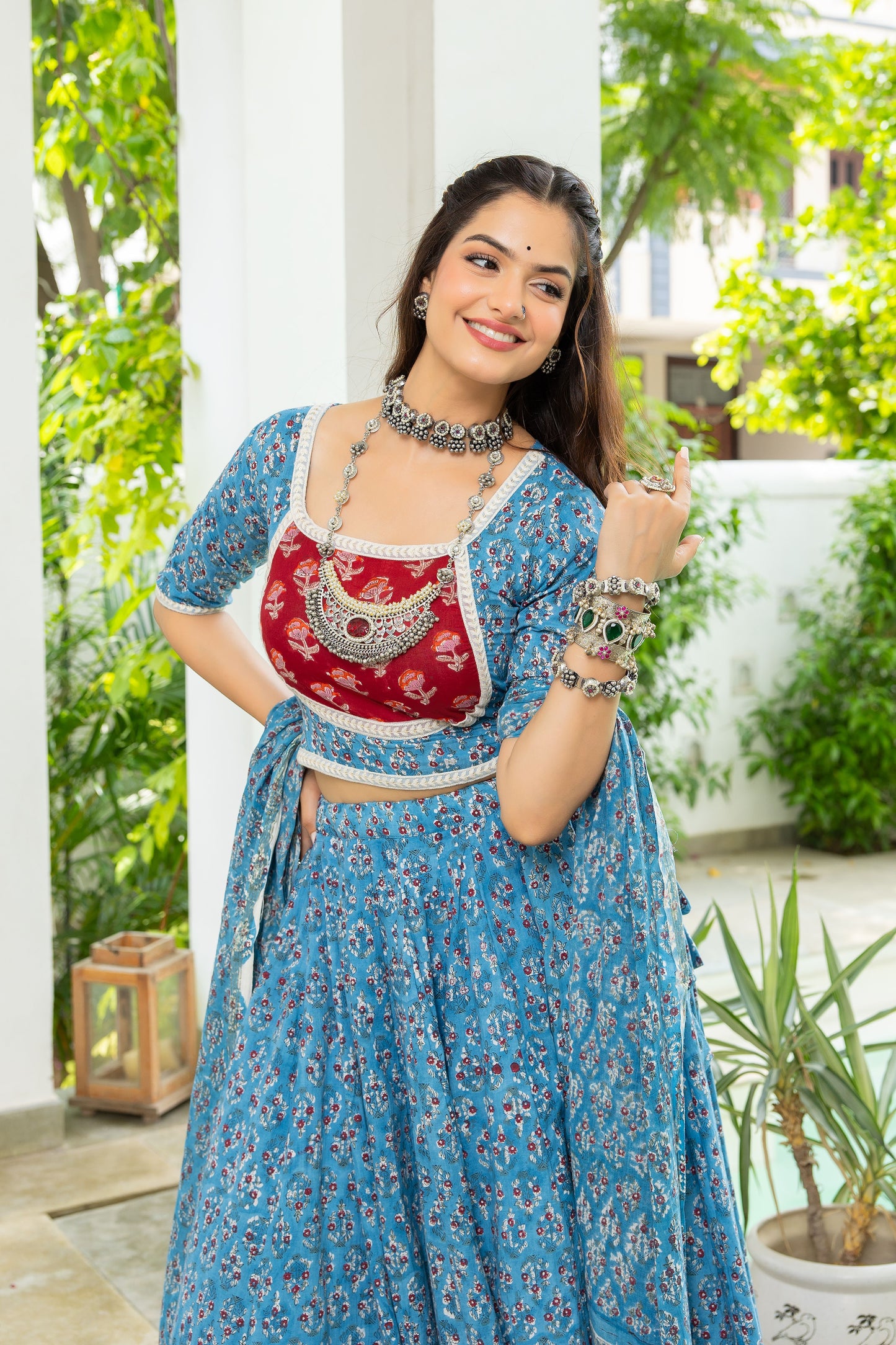 Mihika Handblock Cotton Lehenga