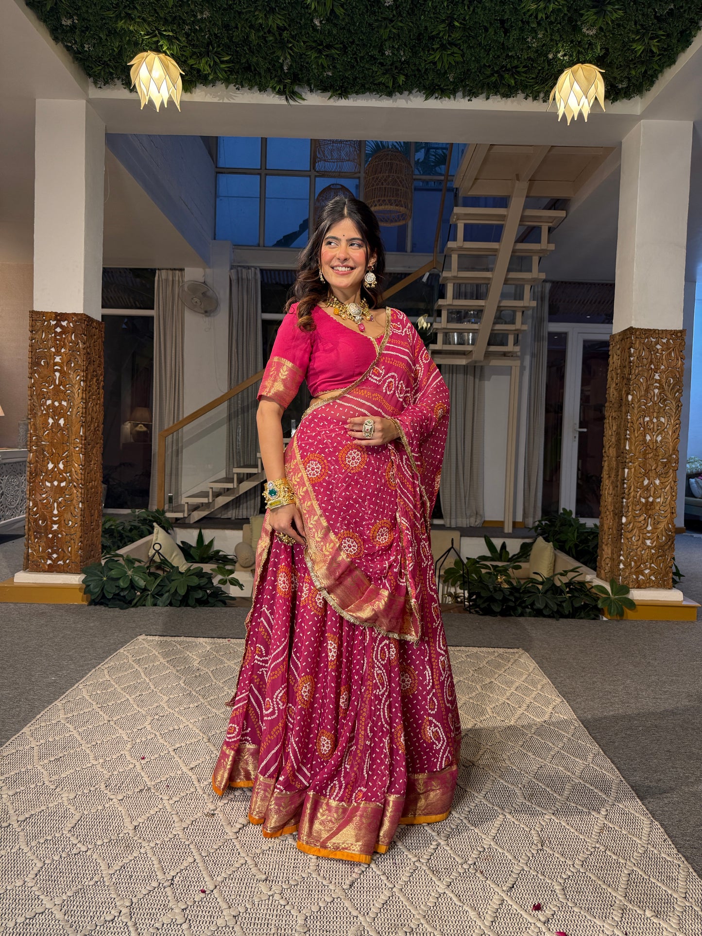Falguni Pink Bandhani Lehenga