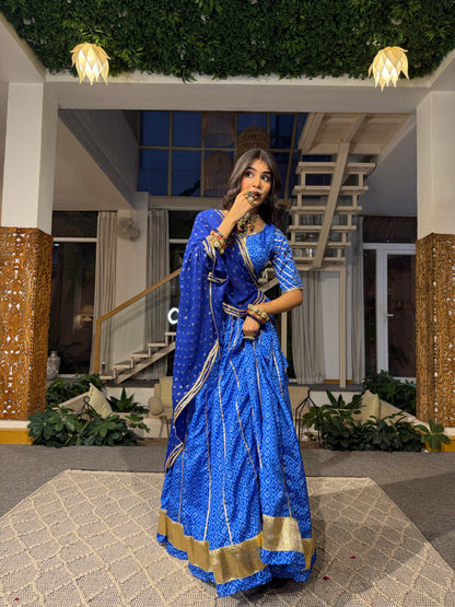 Kamakshi Blue Bandhani Lehenga