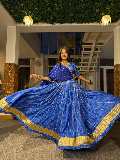 Kamakshi Blue Bandhani Lehenga