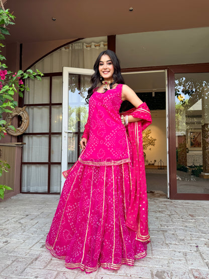 Kumkum Pink Bandhani Sharara Set