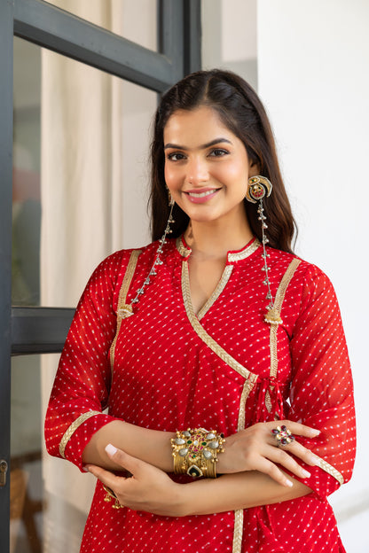 Noor Red Angrakha Set