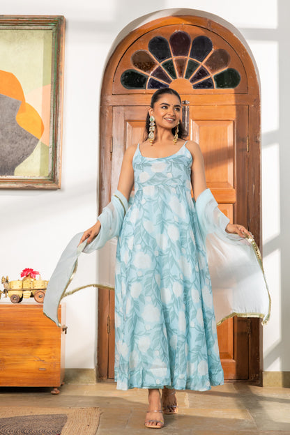 Aneet Blue Chiffon Suit Set