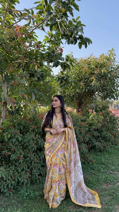 Nayab Handblock Maheshwari Saree (Teerth By Amaanyaa)
