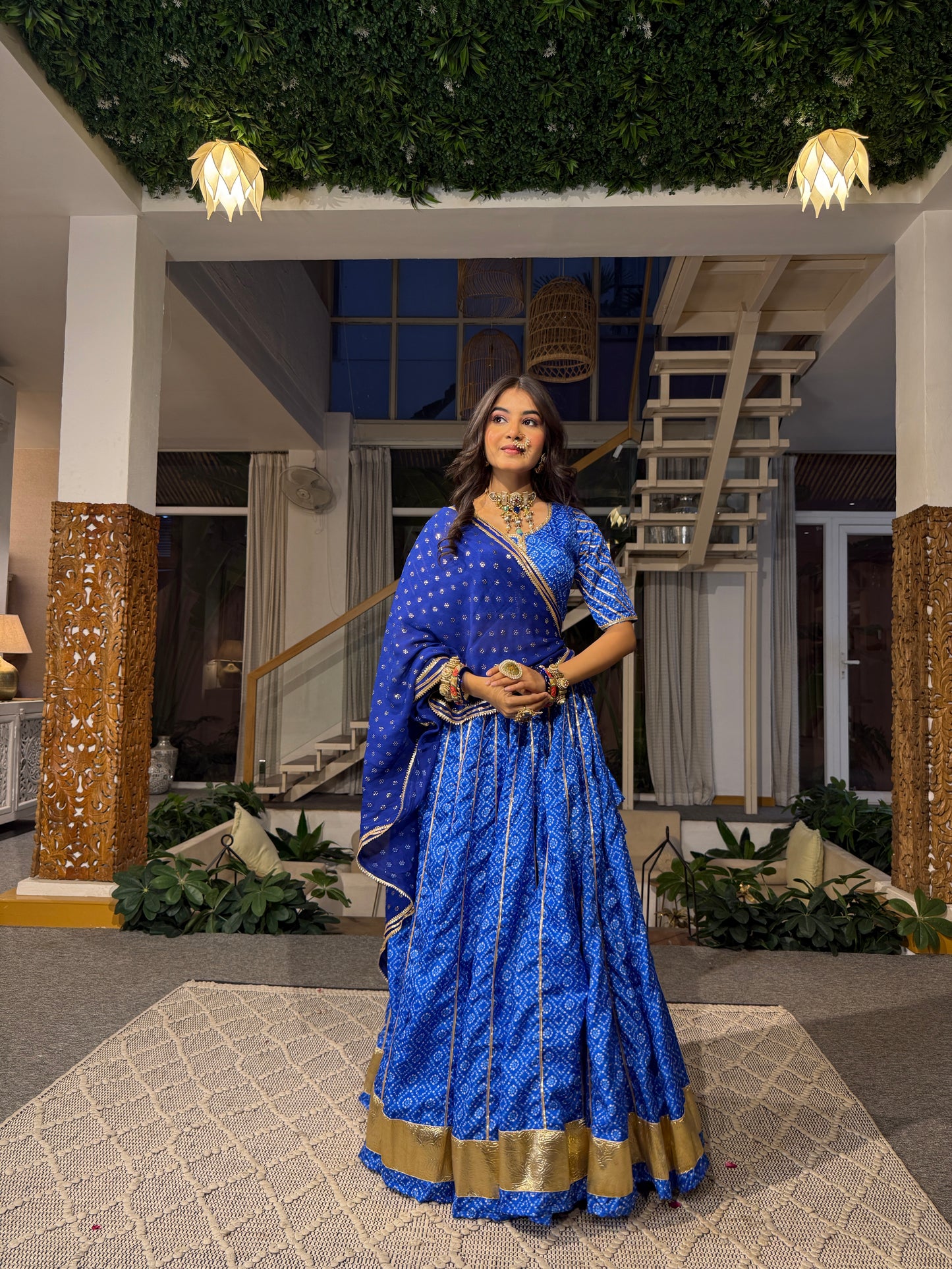 Kamakshi Blue Bandhani Lehenga