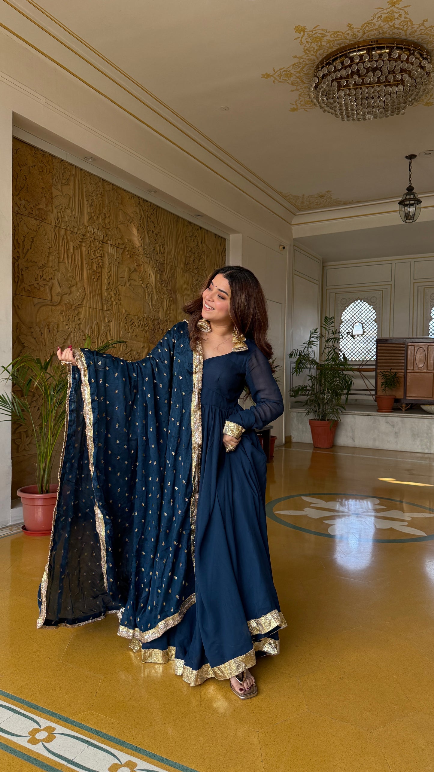Maskkali Teal Anarkali Gown