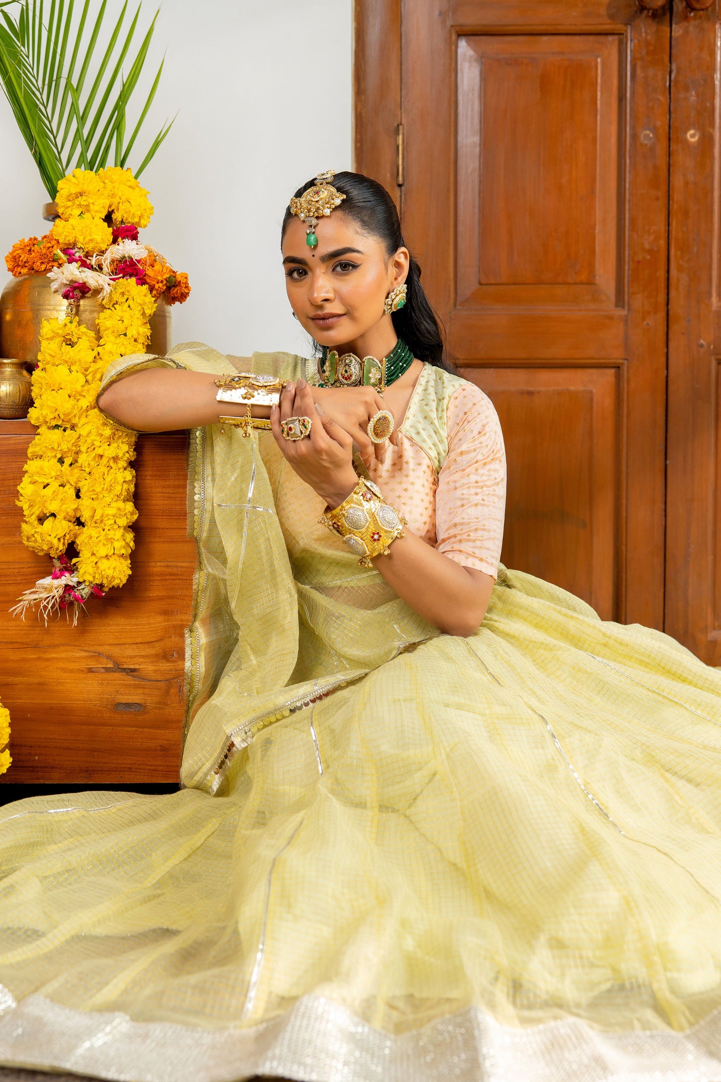 Kaashi Green Lehenga Set