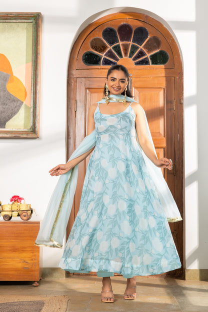 Aneet Blue Chiffon Suit Set