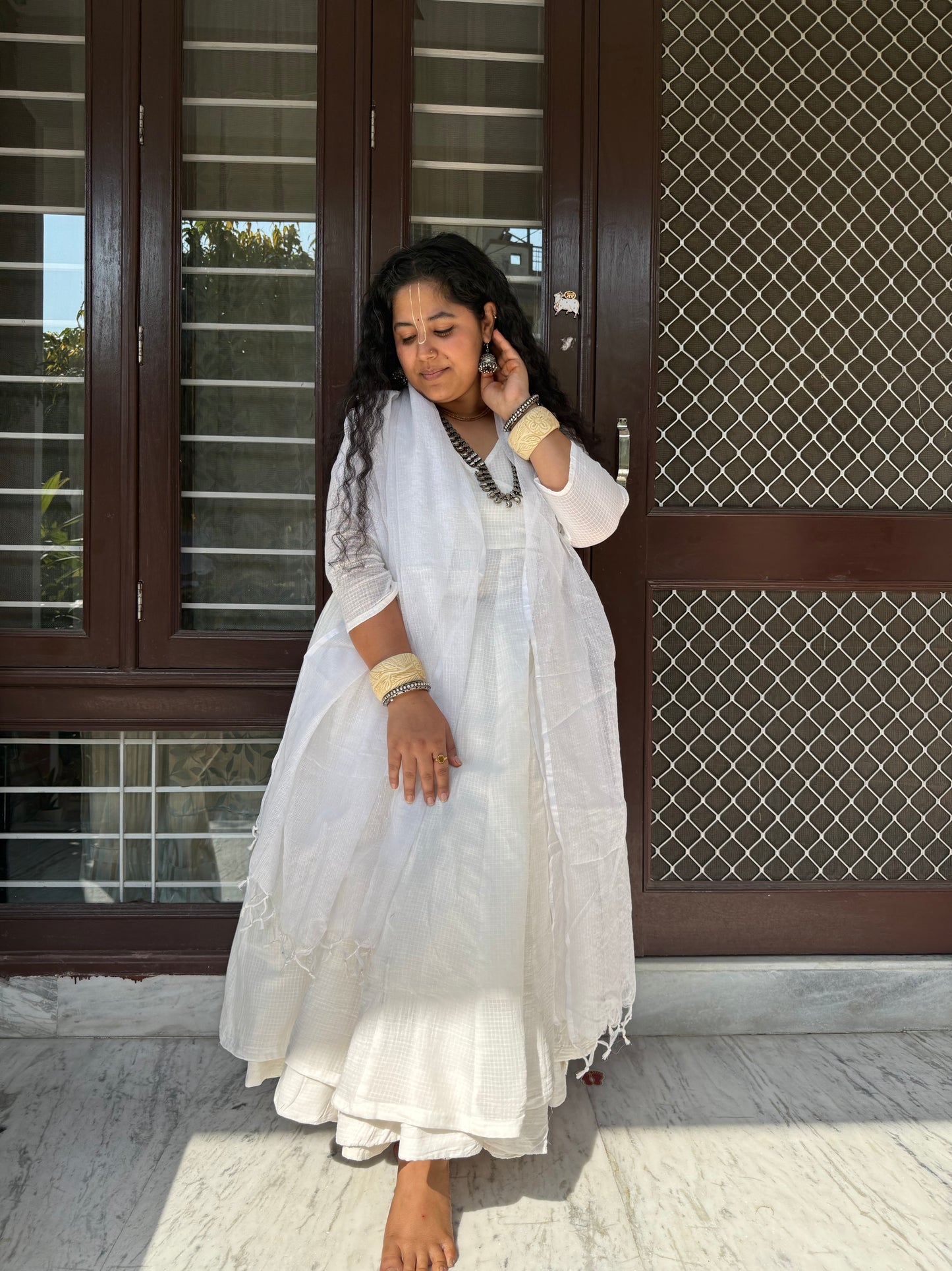 Pakhi White Angrakha Anarkali Set