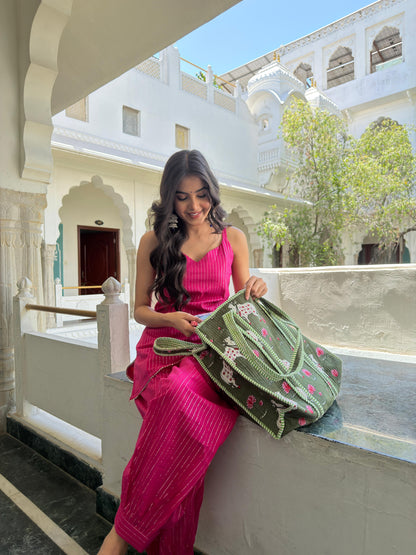 Reet Pink Lurex Dhoti Set