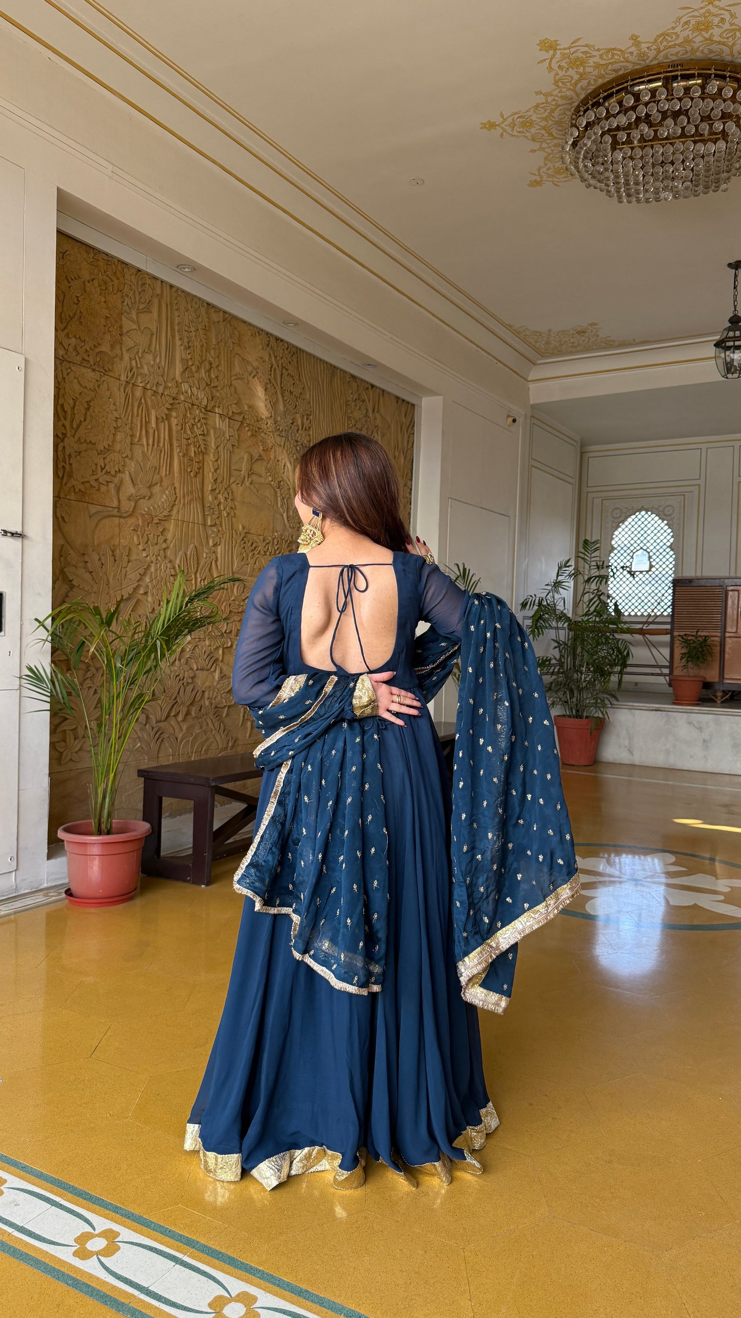 Maskkali Teal Anarkali Gown