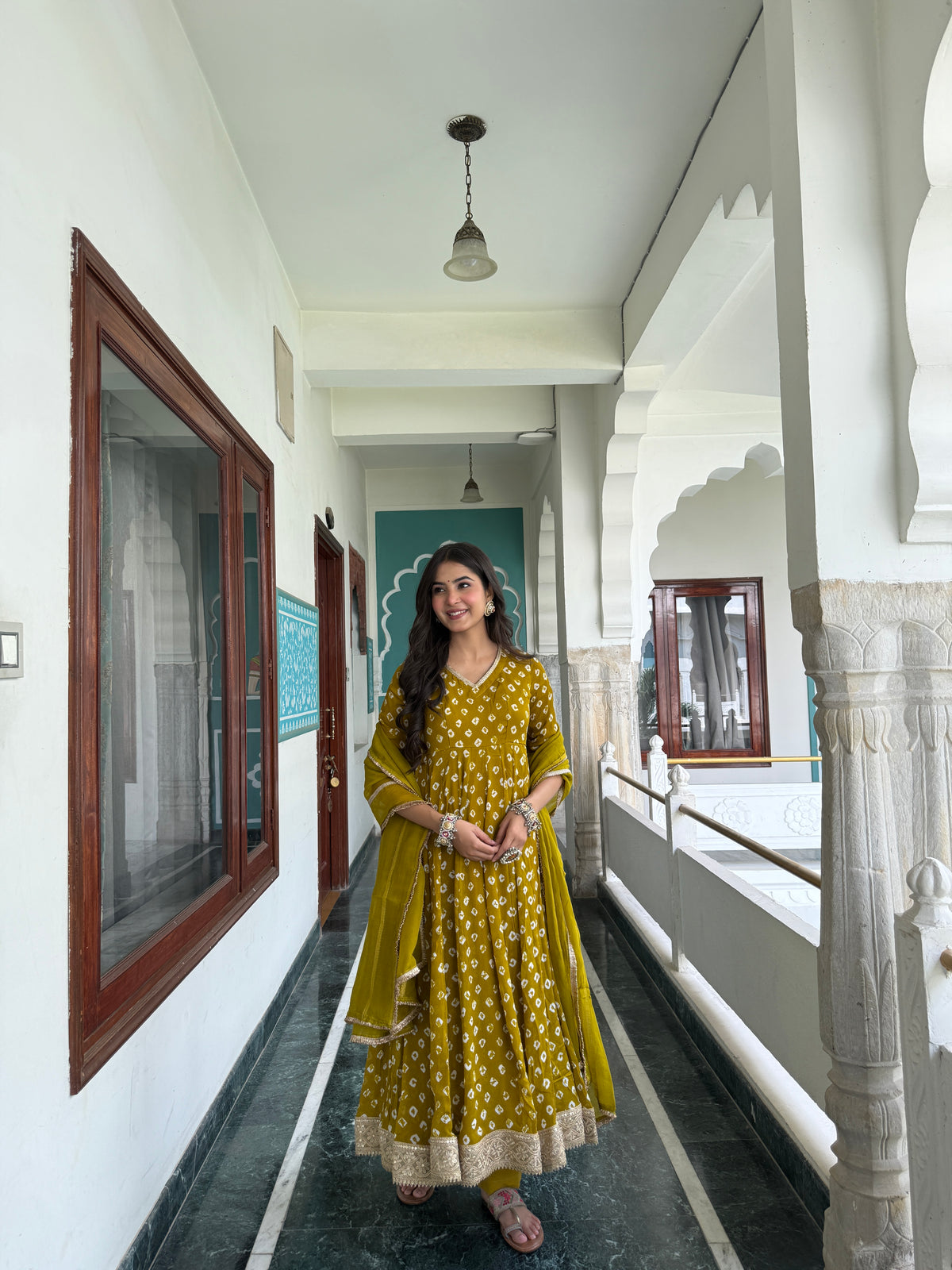 Arya Green Bandhani Anarkali Set