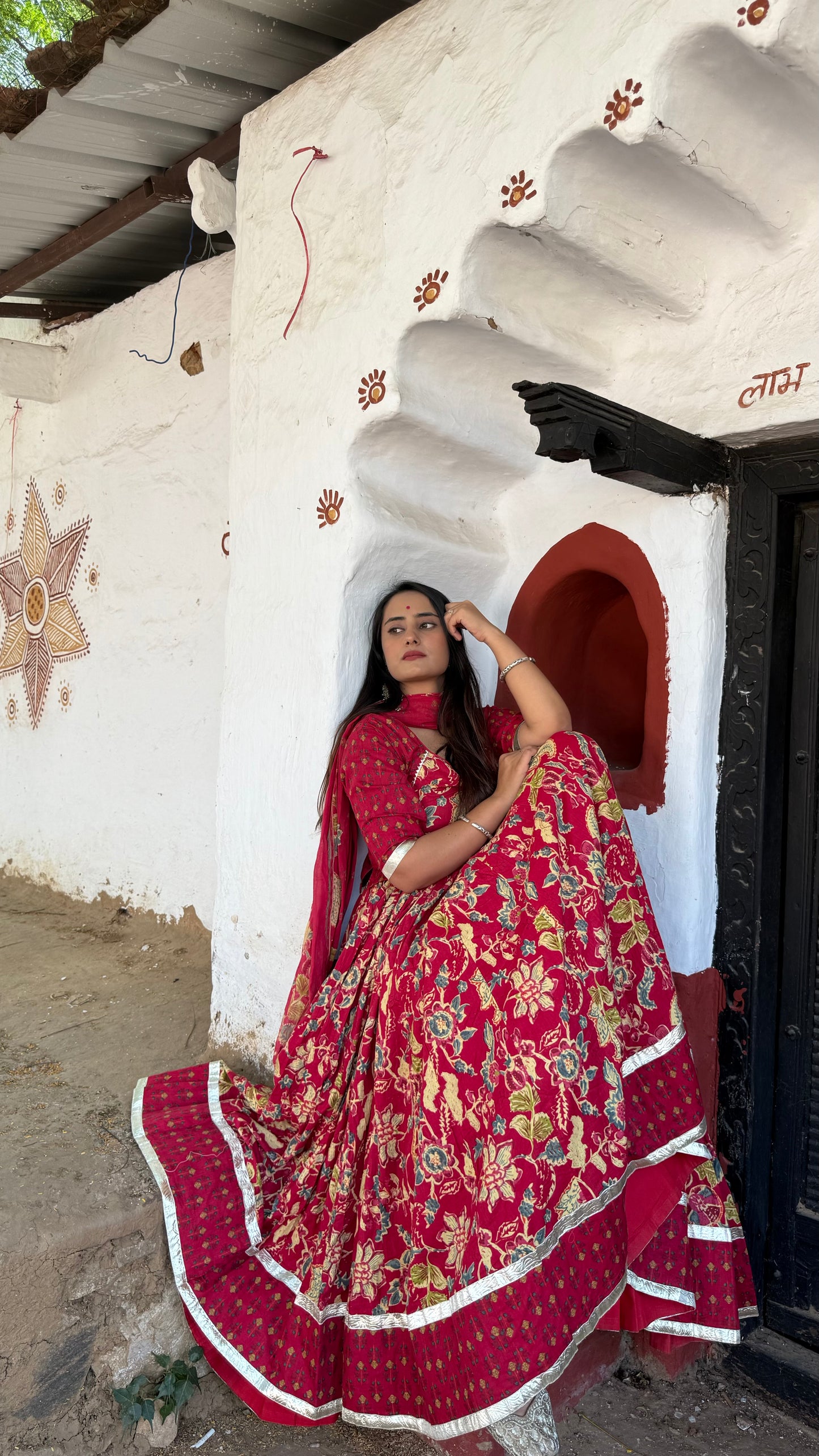 Radha Pink Cotton Lehenga