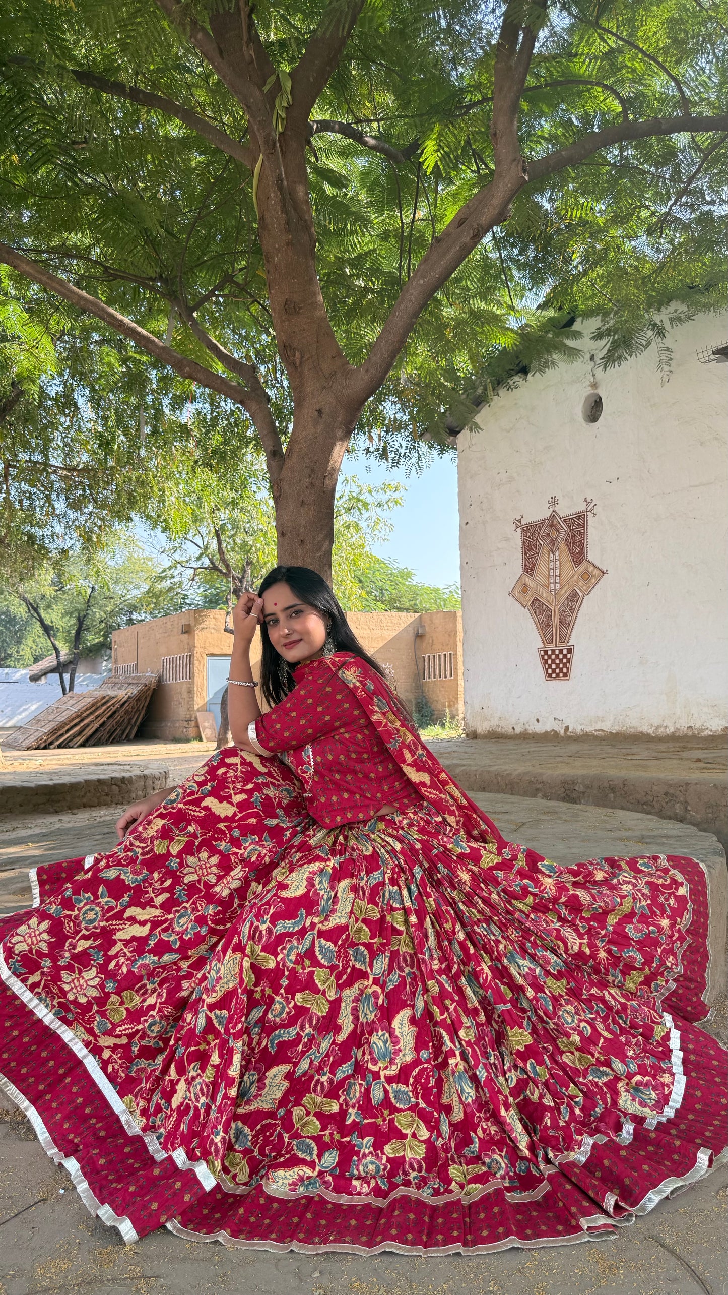 Radha Pink Cotton Lehenga