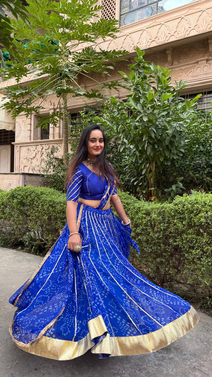 Siddhi Blue Bandhani lehenga