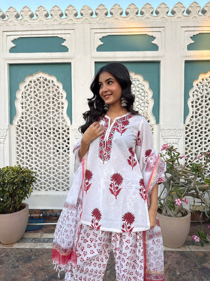 Prakriti Red Handblock Farsi Set