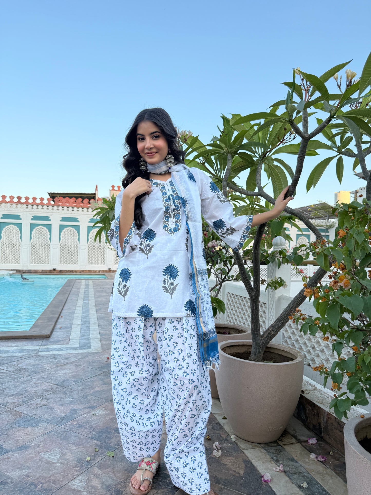 Prakriti Blue Handblock Farsi Set