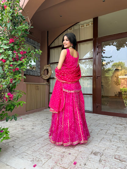 Kumkum Pink Bandhani Sharara Set