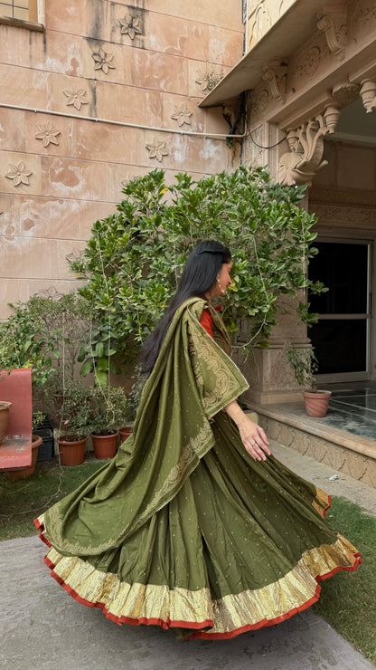 Hridya Green Bandhani Lehenga Set