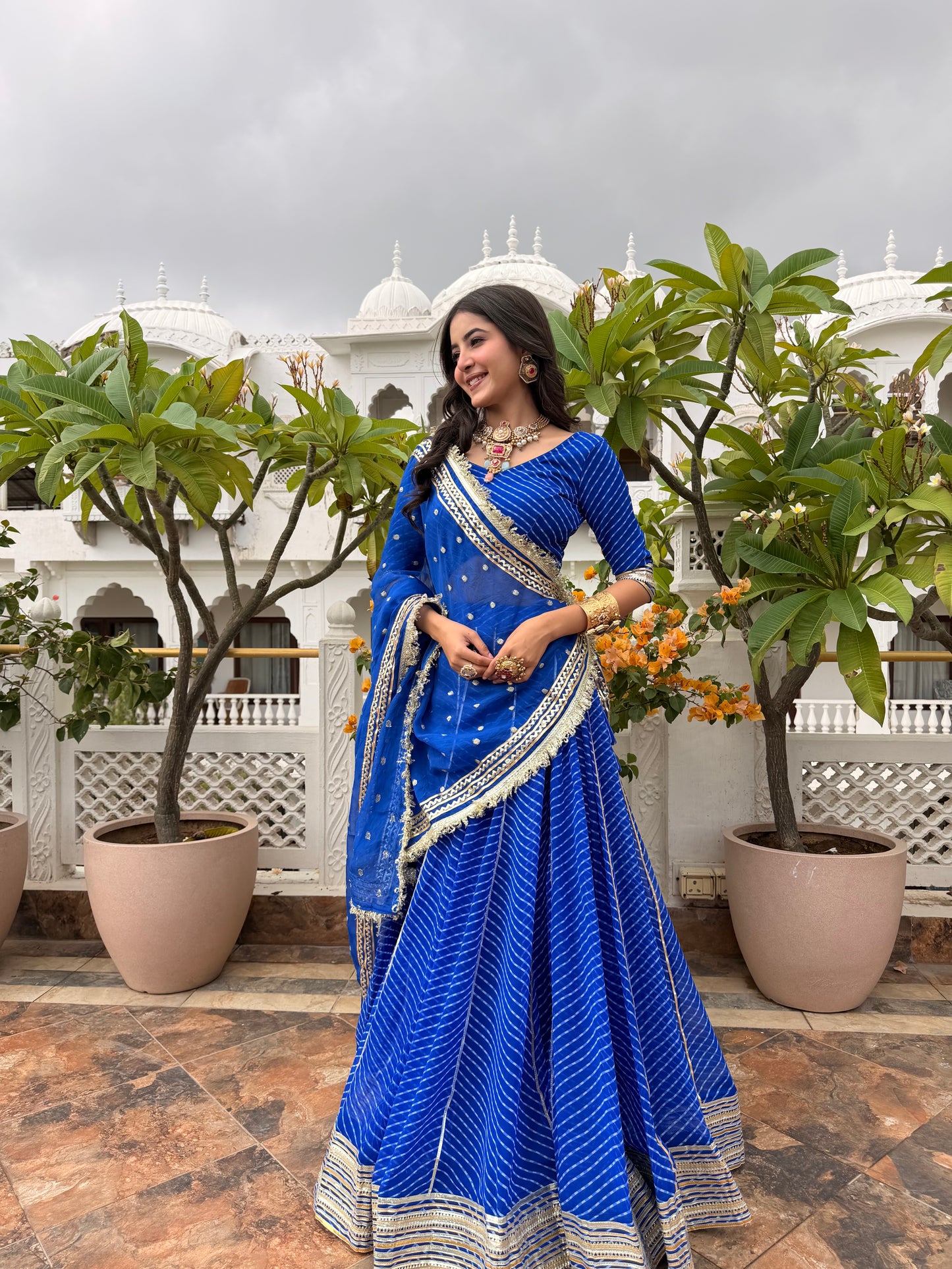 Priya Blue Leheriya Lehenga