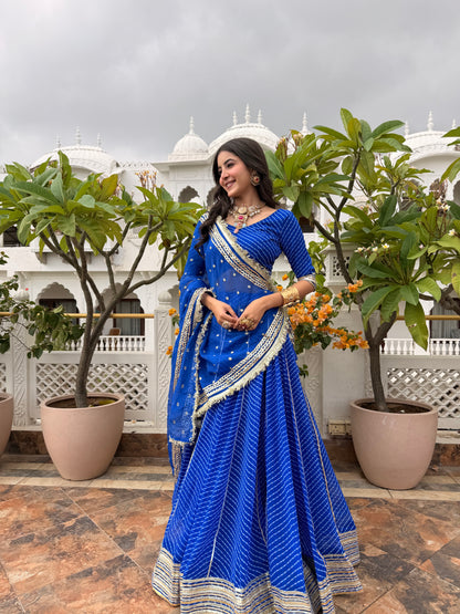 Priya Blue Leheriya Lehenga